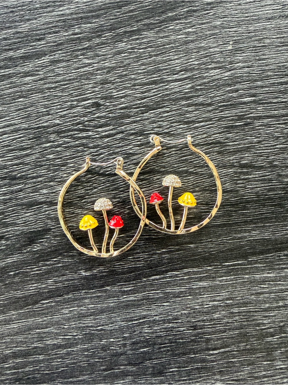 Gold Round Hoop Mushroom Earrings- NWT